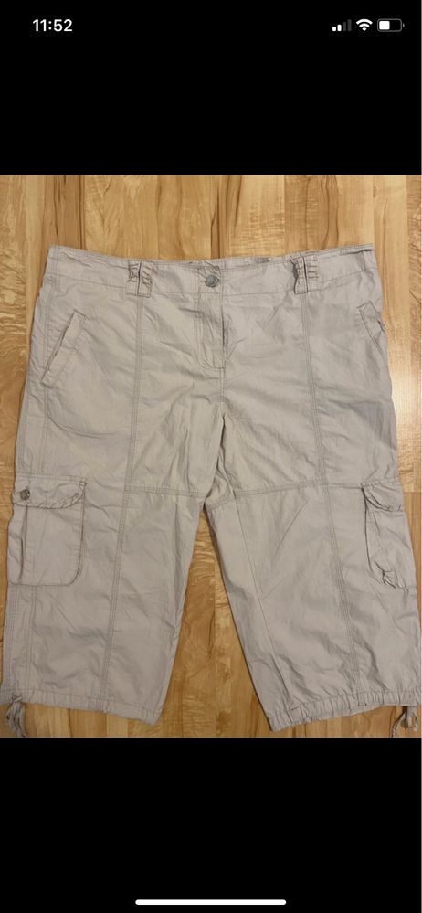 Queensize 48/ 50 beżowe damskie spodnie spodenki capri rybaczki cargo