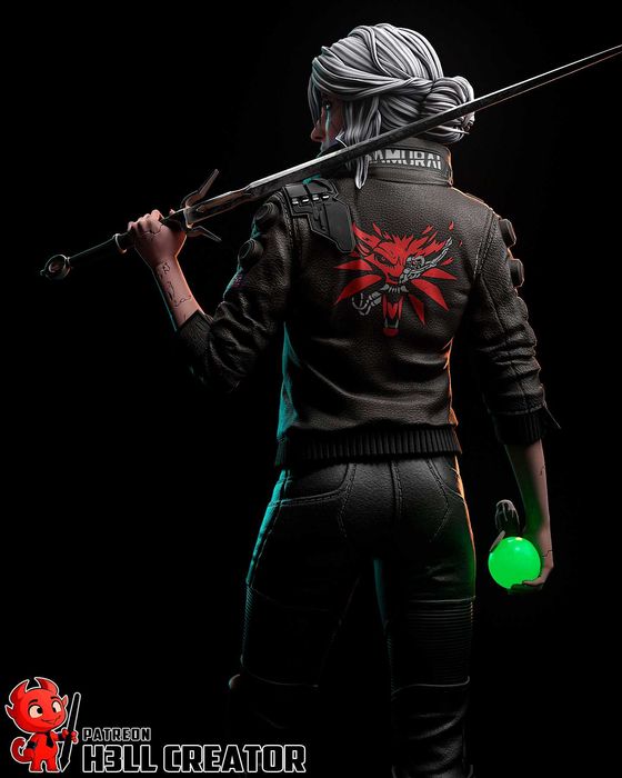 Figurka Ciri, Cyberpunk 2077, Wiedźmin, Żywica, Ręcznie Malowana