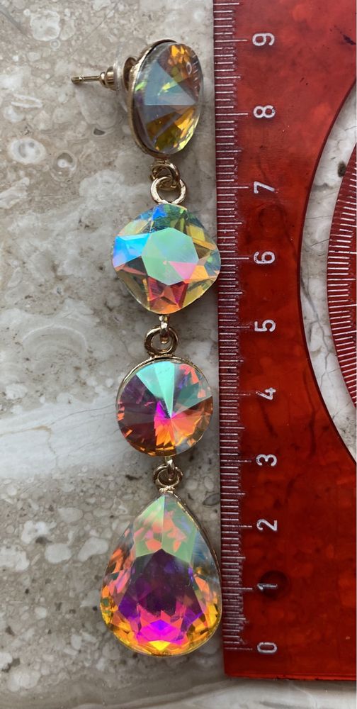 Duże kolczyki kolorowe kryształy opalizujące