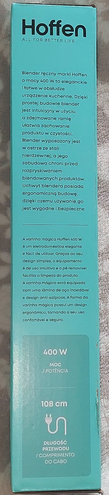 1zł Wysyłka Blender reczny Hoffen 400W Nowy