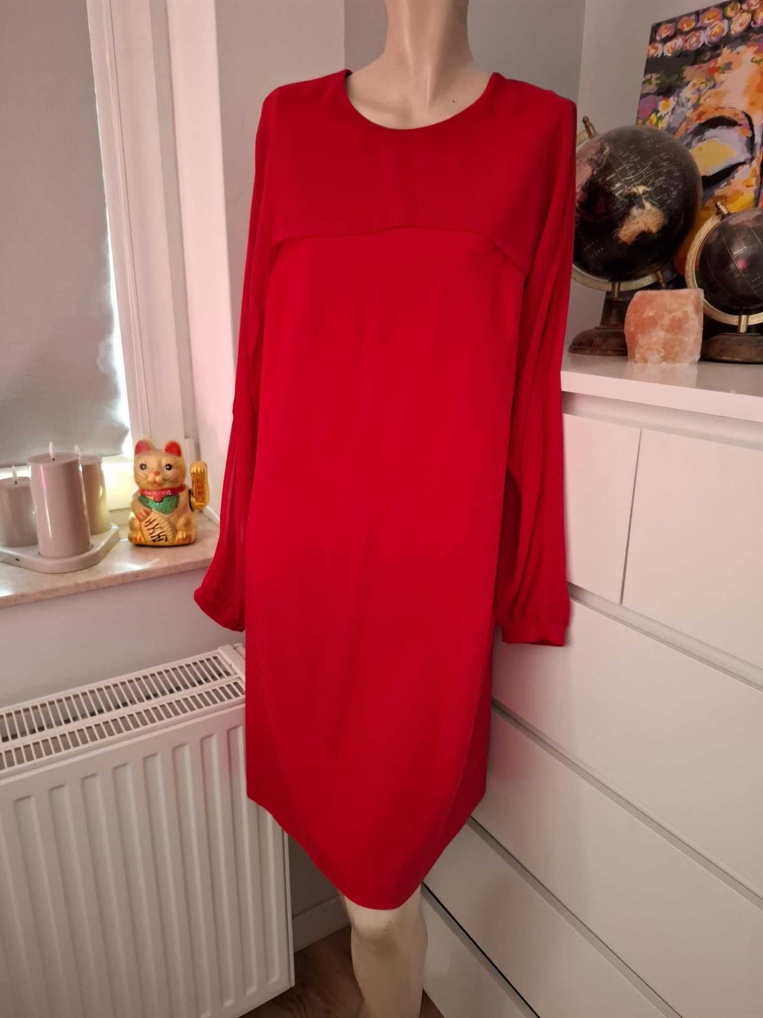 44 XXL BPC selection elegancka czerwona sukienka wieczorowa koktajlowa