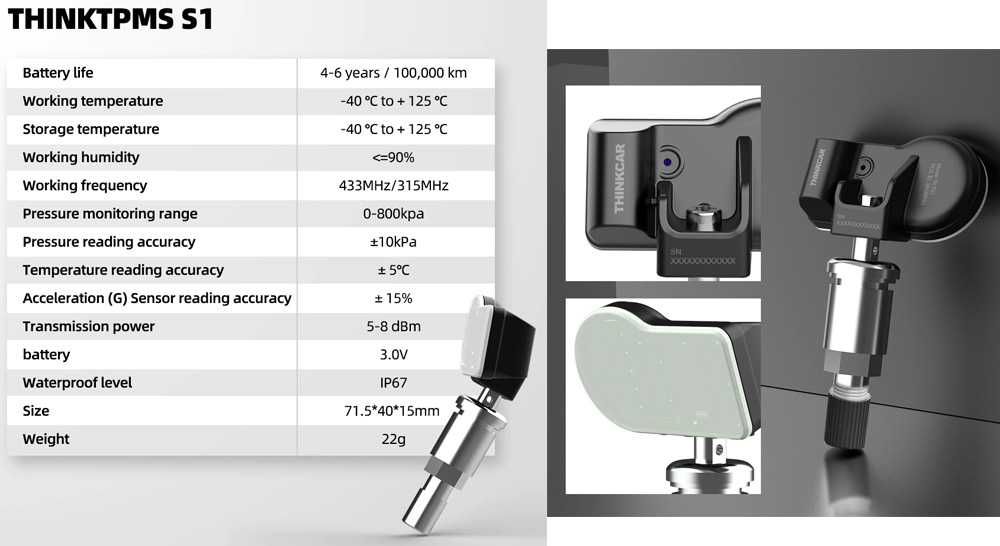 ThinkCar T-Wand 200 Programador Válvulas TPMS + Kit 4 Válvulas (NOVO)