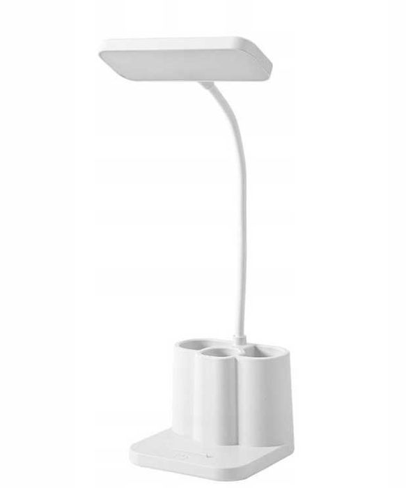 LAMPKA BIURKOWA regulowana LED z organizerem biała mocna do pokoju