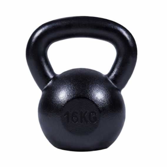 Kettlebell żeliwny 16 kg, czarny
