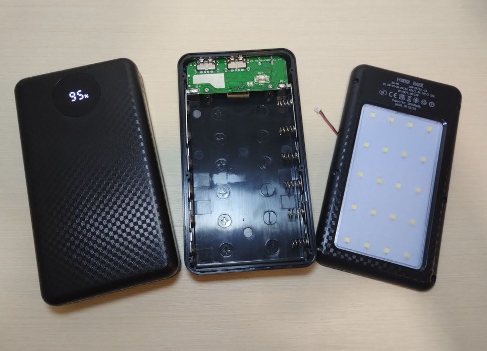 Корпус повербанка розбірний, 6*18650 акб, з підсвіткою, powerbank