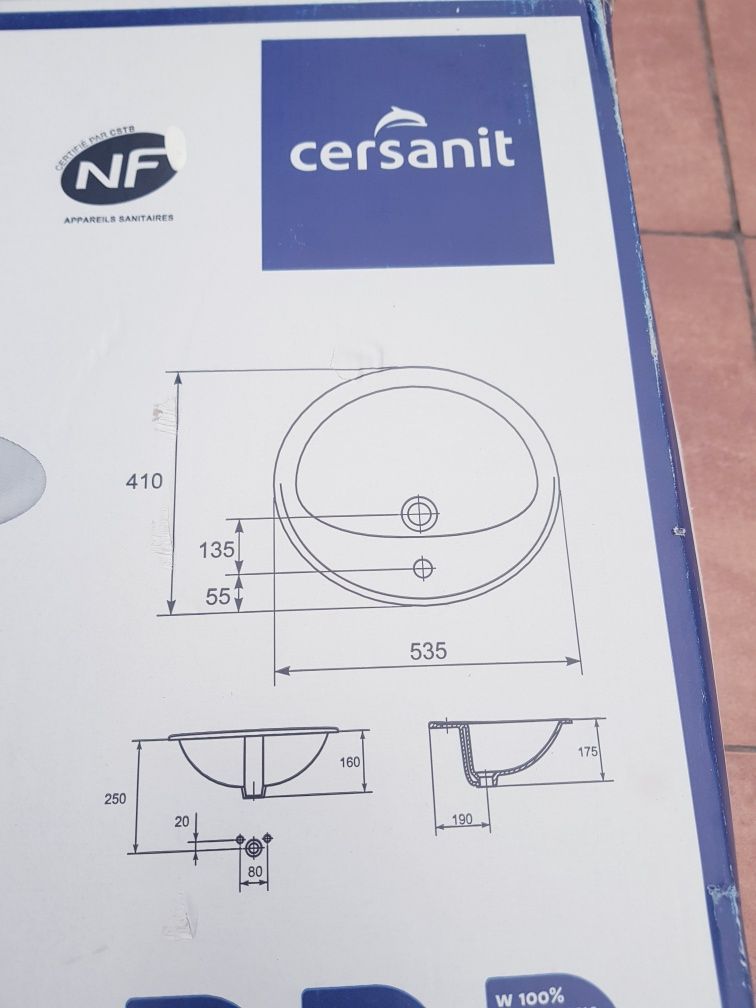 Umywalka ceramiczna wpuszczana w blat Calla 53.5 x 41 Z/O Cersanit