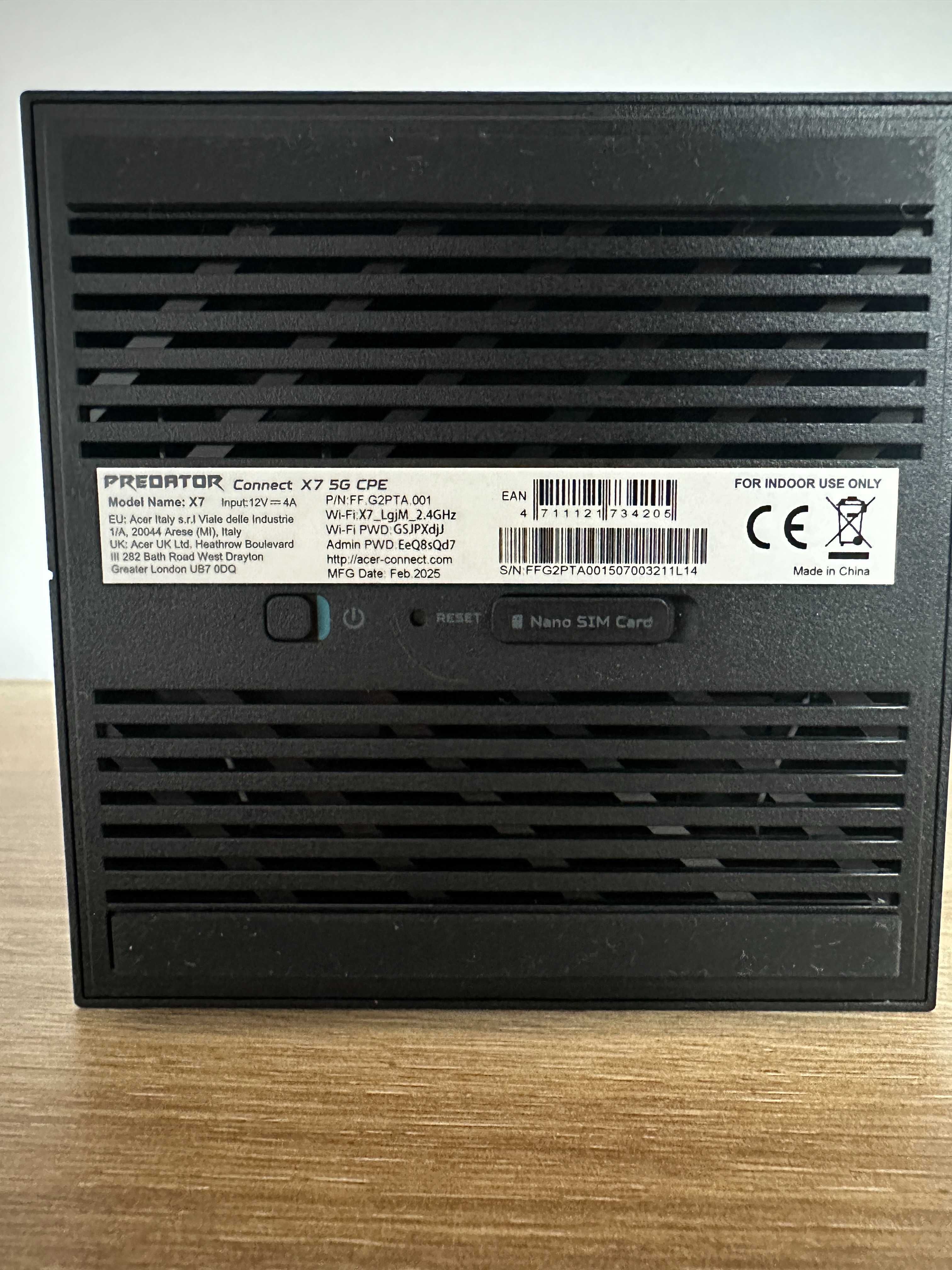 Router Acer Predator Connect X7 CPE 5G 802.11be (Wi-Fi 7) Trójpasmowy