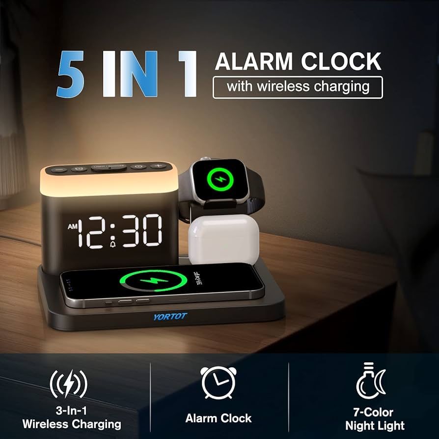 ALARM CLOCK 5 in 1 with wireless sharging