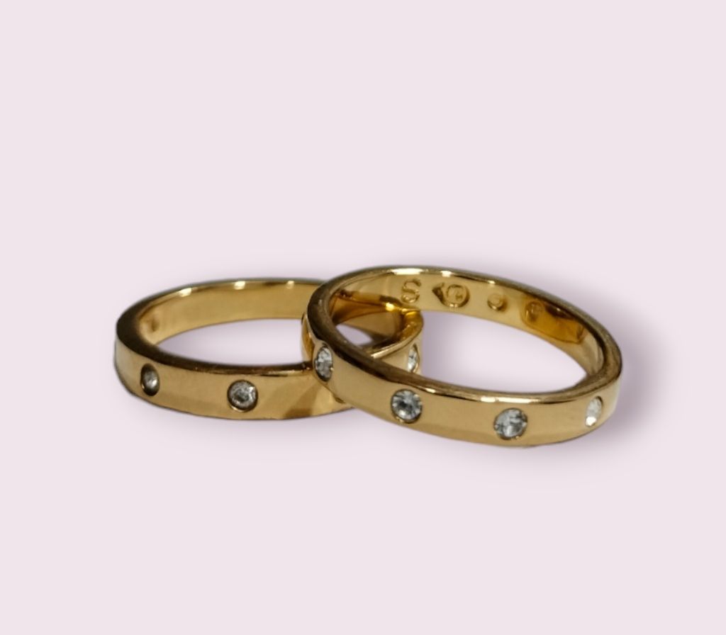 Anéis Swarovski com pedras Zircónias banhado a Ouro