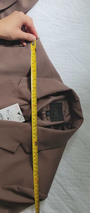 brązowa norkowa marynarka z wiązaniem paskiem Zara M 38 L 40