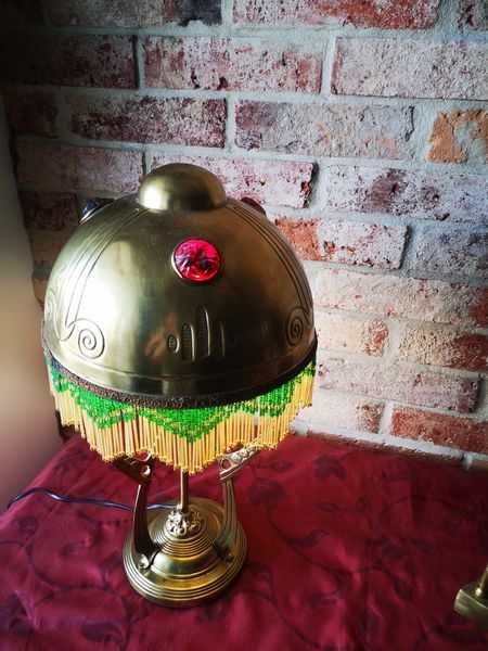 Lampa Secesja wiedeńska mosiężna z kryształkami