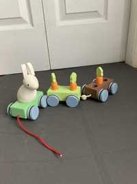 Drewniany pociąg do ciągnięcia Bunny Train królik sorter Le Toy Van