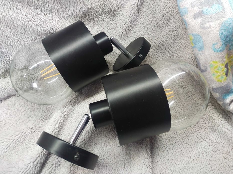 Żyrandol kinkiety czarne, żarówki