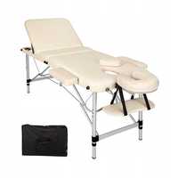 Stół do masażu aluminiową ramą 3-strefowy beżowy