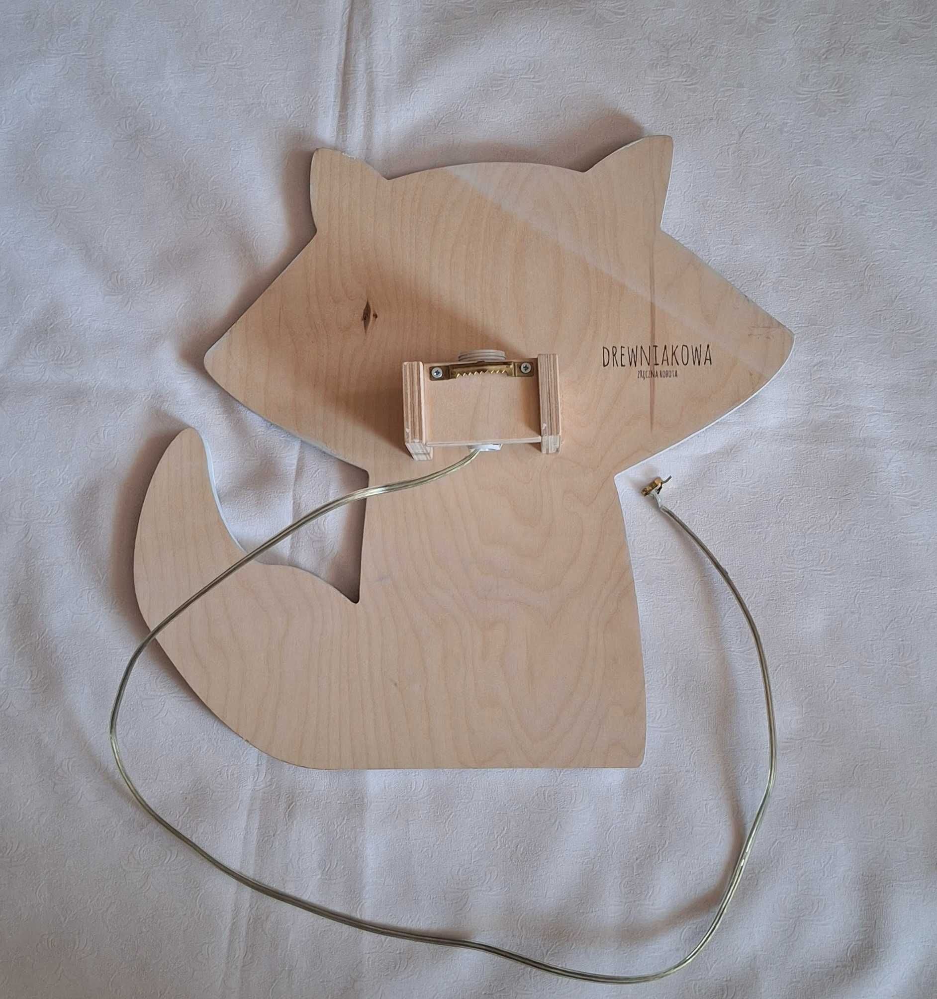 Szop pracz drewniana lampka nocna dla dzieci handmade wyrób Polski