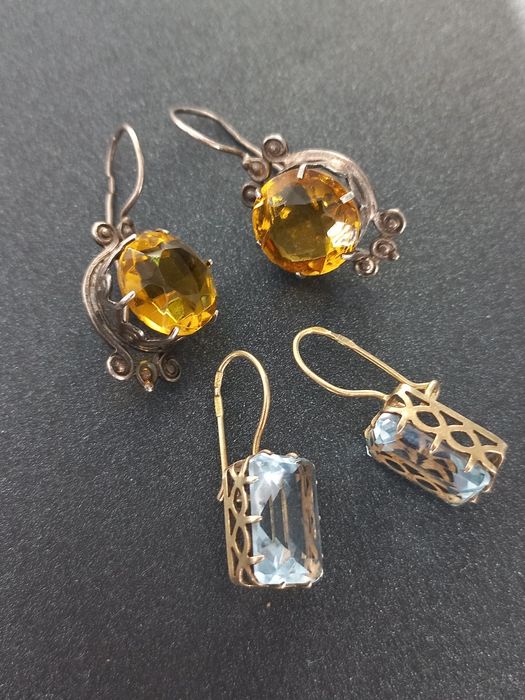 Серьги серебро 875проба звезда