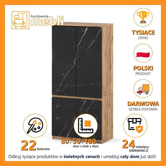 Nowoczesna Szafa Posti 80cm Czterodrzwiowa Garderoba Do Sypialni Duża