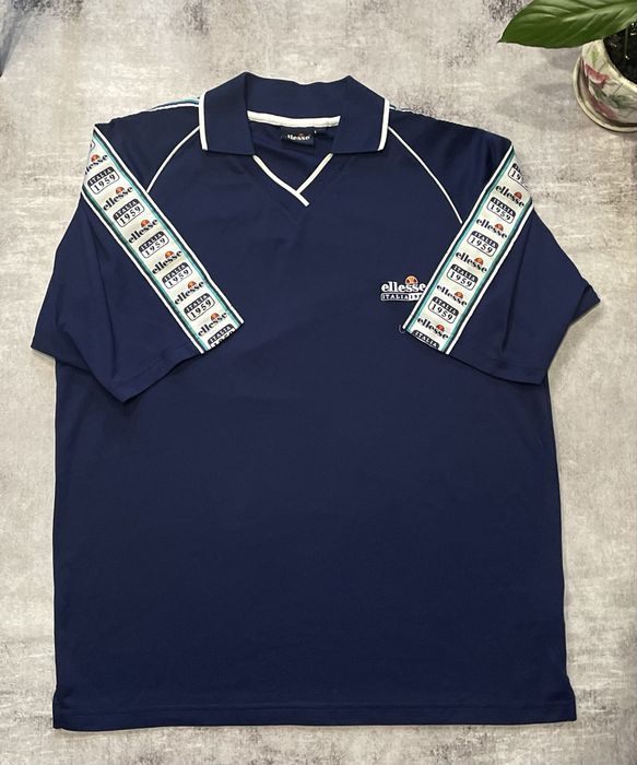 Вінтажна футболка поло Ellesse на лампасах