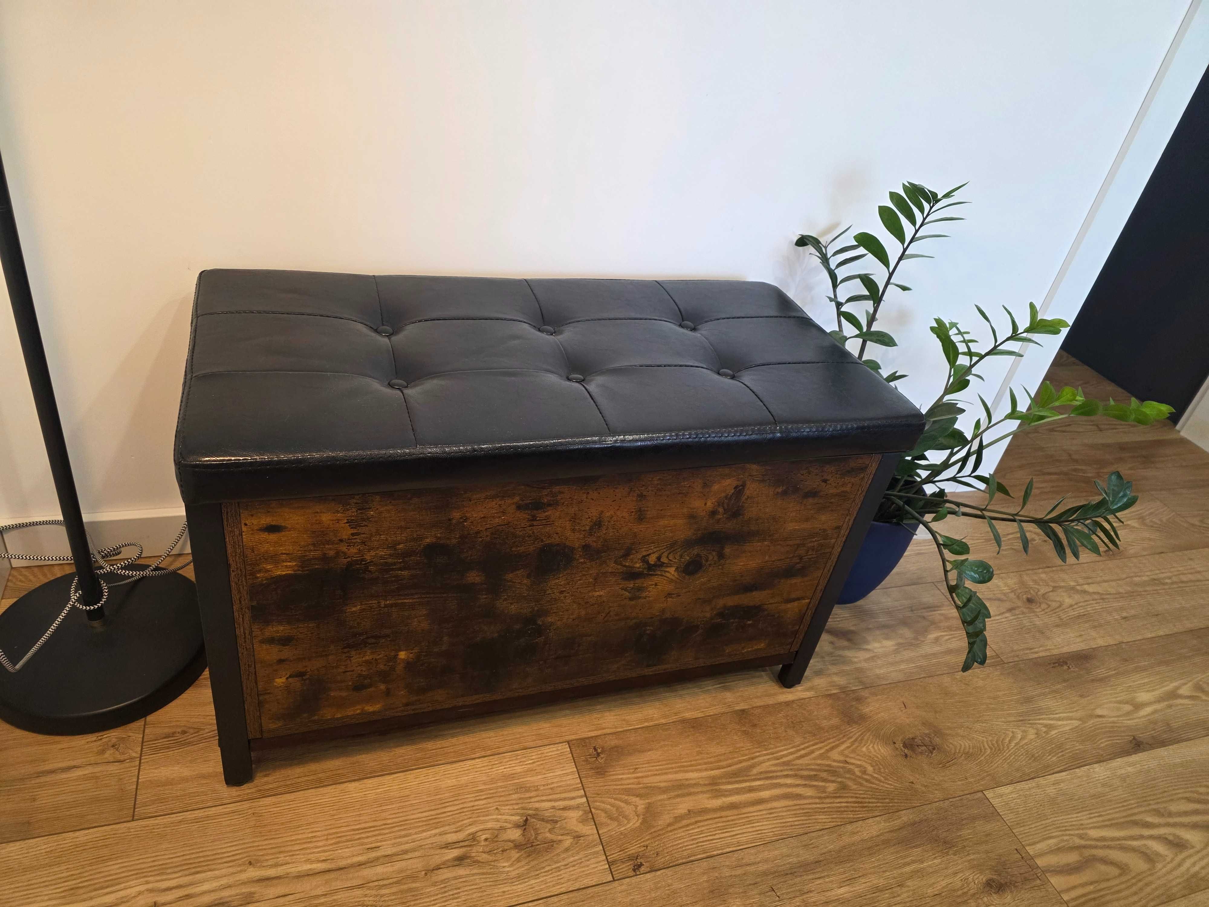 Rustykalna Skrzynia LOFT tapicerowana Ławka Kufer schowek na buty Puf