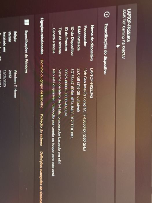 Portátil Gaming ASUS Tuf F 16 FX607JV