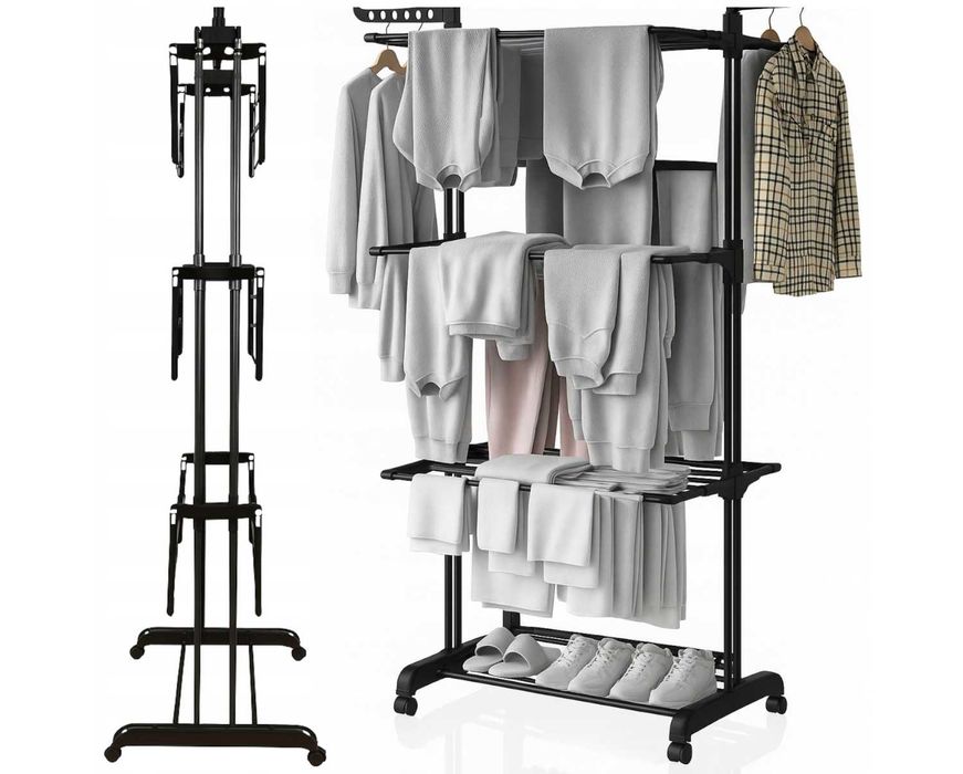 Suszarka na Pranie Stojąca na Ubrania Pionowa na Balkon Zewnętrzna