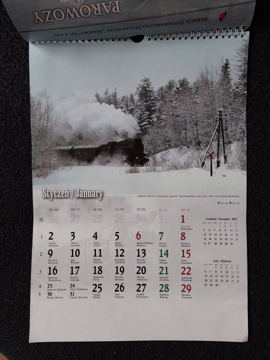 Kalendarz kolekcjonerski Parowozy 2012 kolej lokomotywy PKP
