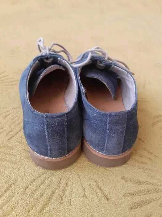 Buty zamsz ZARA, niebieskie, 35, Komunia