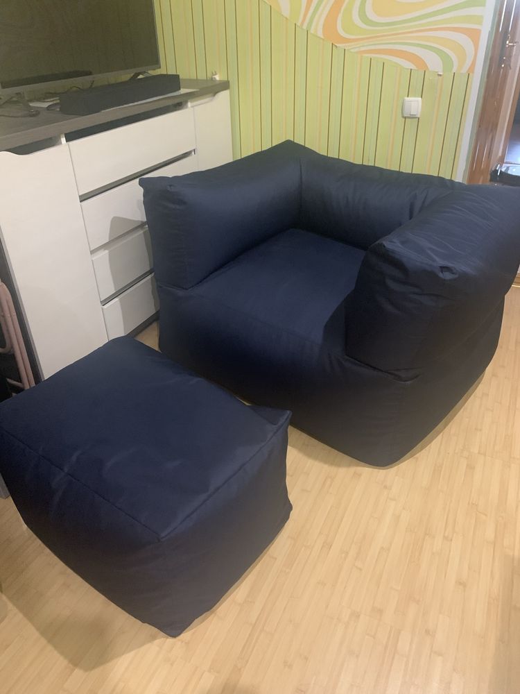Пуф крісло, мʼякі меблі,  2 шт. темно-синій