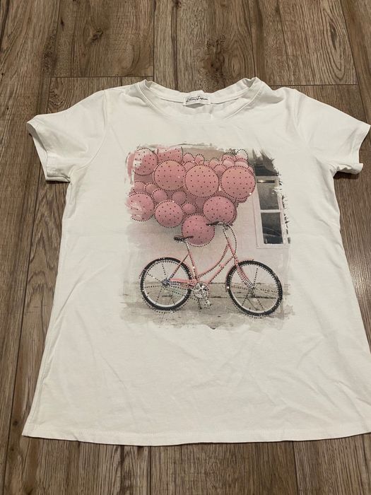 Biały tshirt z rowerkiem