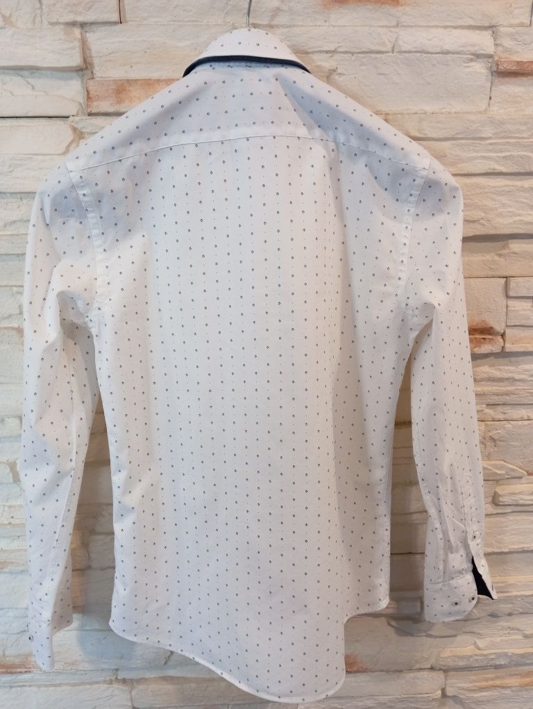 Biała koszula slim fit podwójny kołnierzyk r.S.    W.Gr.P
