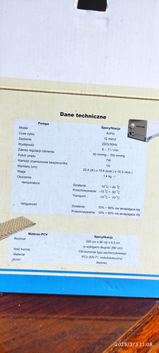 Materac PRZECIWODLEŻYNOWY+ 2 pompy pneumatyczne! Stan IDEALNY!!!