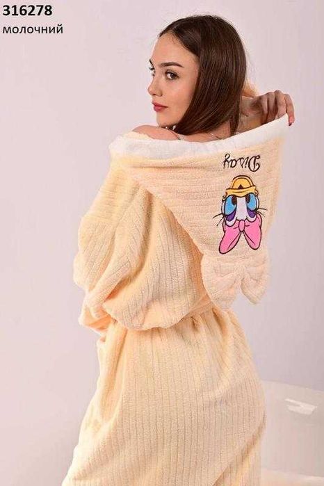 Женский банный домашний халат микрофибра капюшон Donald Malloory Home