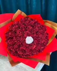 Букет троянд із атласних стрічок/ Букет роз из атласных лент