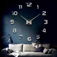 Duży zegar ścienny lustrzany przyklejany na ścianę DIY nowoczesny