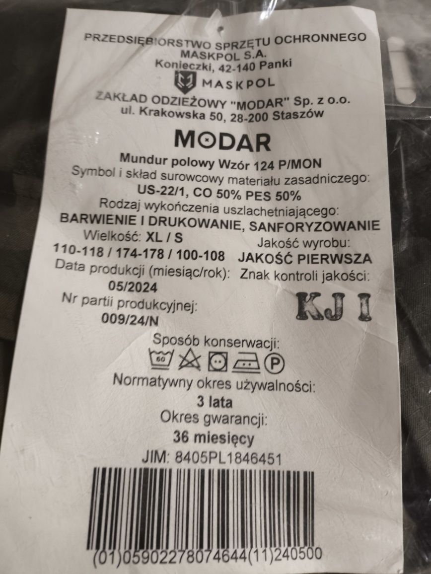 Nr 30 Mundur polowy 124P rozmiar xl/s