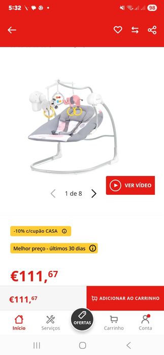Espreguiçadeira-Baloiço KINDERKRAFT Swingee (58 x 55 x 70