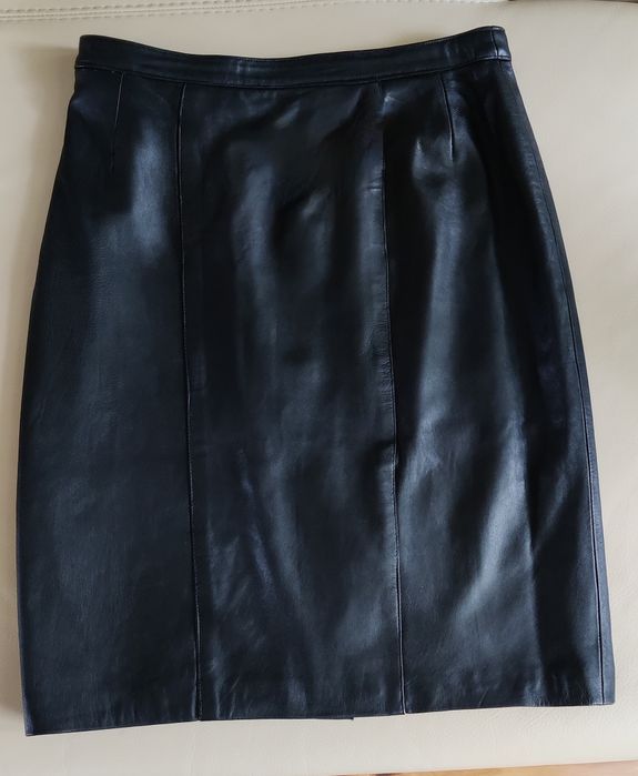 Czarna spódnica z naturalnej skóry GENEL -r. 16