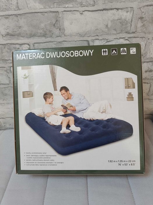 Dwuosobowy materac dmuchany welurowy flokowany