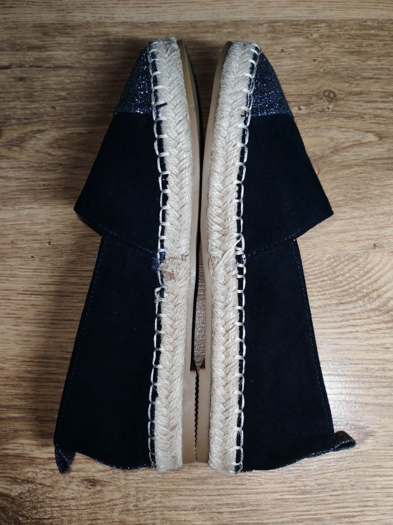 Nowe buty espadryle slip on trampki brokat brokatowe błyszczące błysk