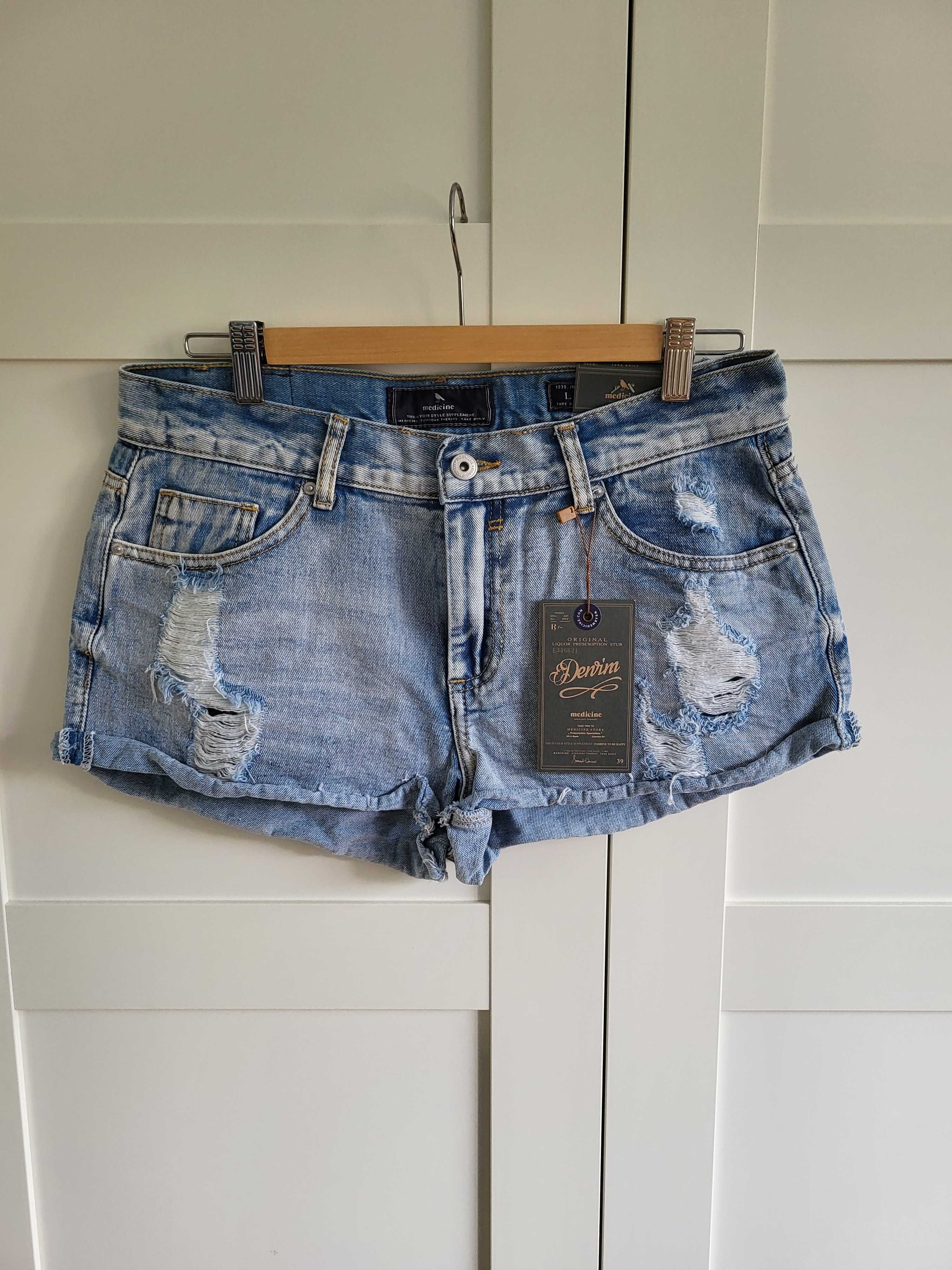 Szorty jeansowe damskie roz L/40, niebieskie, nowe! krótkie spodenki