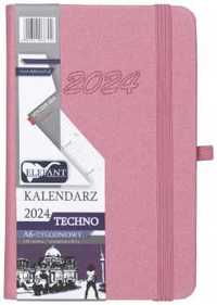 Kalendarz 2024 A6 tygodniowy Techno różowy