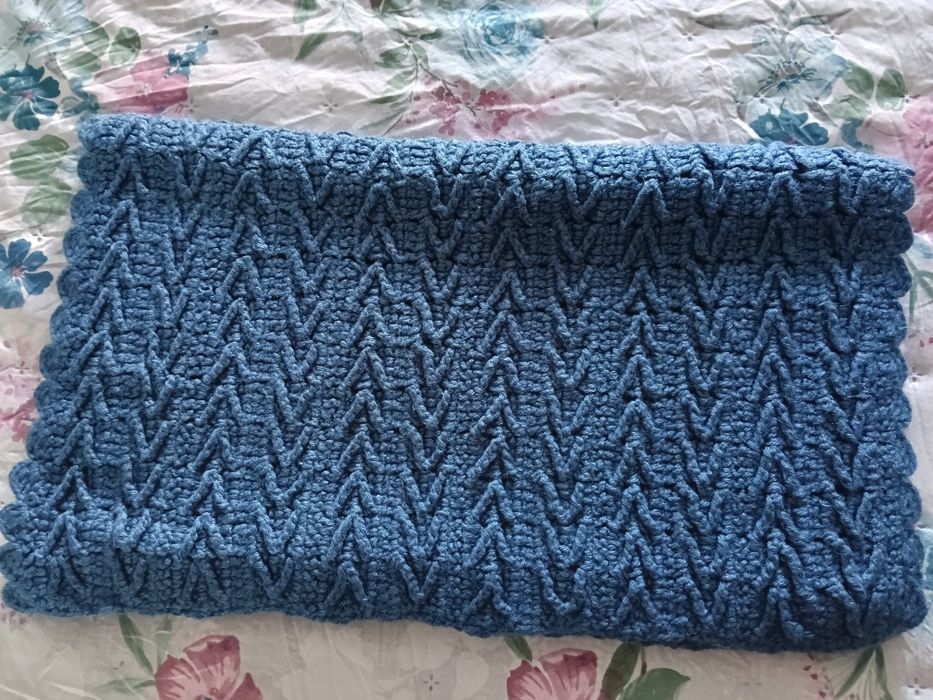 Manta azul lã feita á mão