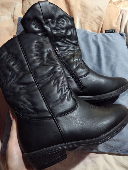Haidra kozaki kowbojki czarne na zamek, nowe bez pudełka, rozmiar 38