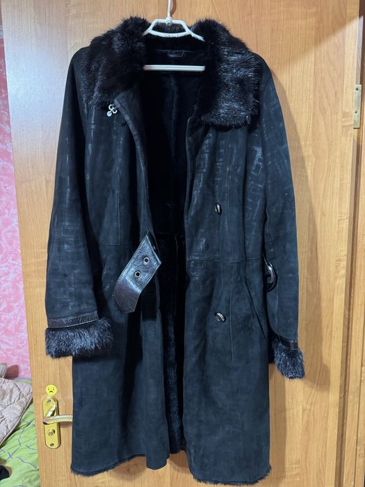 Замшева дублянка з натуральним хутром