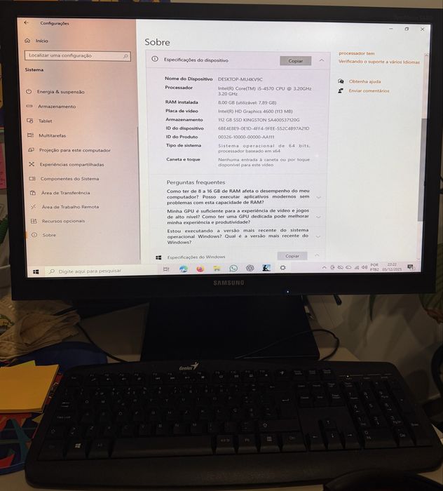 PC Completo HP i5 + SSD + Monitor Samsung 24”