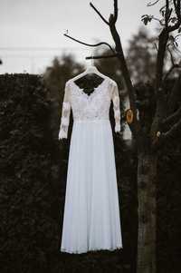 Suknia ślubna Almeria kolekcja 2019 z rękawkiem BIEL