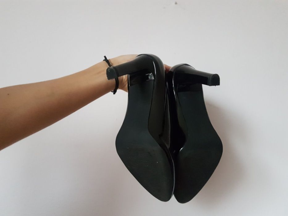 Buty na obcasie lakierowane szpilki lakierki 37 37,5 38 obcasy czarne
