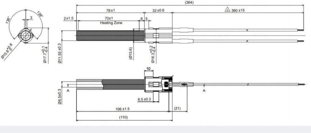 Zapalarka grzałka ceramiczna PSX-2-240-B 300W