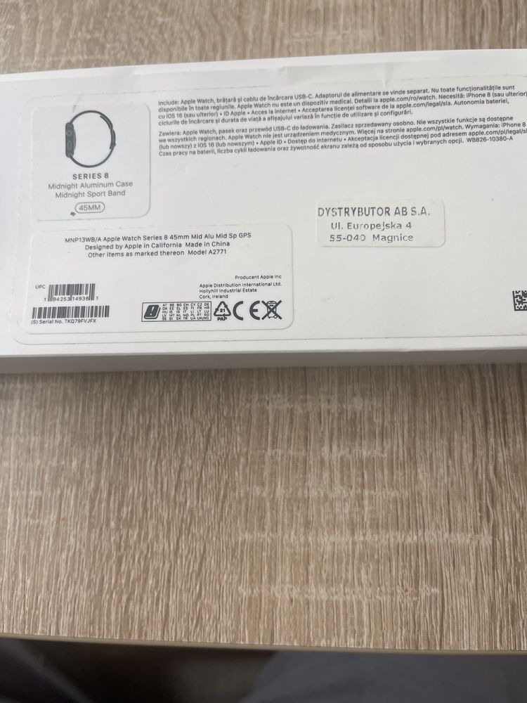 Apple Watch 8 gwarancja, 45mm zestaw