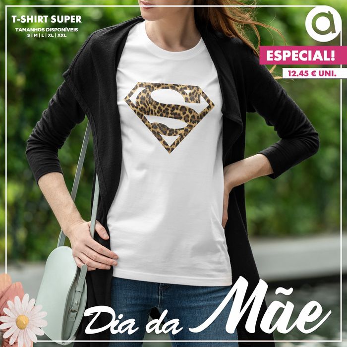 T-Shirt Super Mãe (Personalização Leopardo)